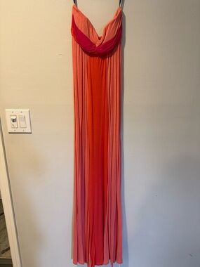 Women’s Sleeveless Colorblock Maxi Dress in Coral & Pink